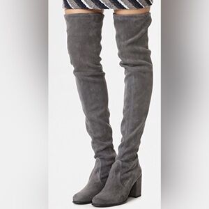 Stuart Weitzman Tieland in Slate Suede Over the Knee Boots Size 6.5